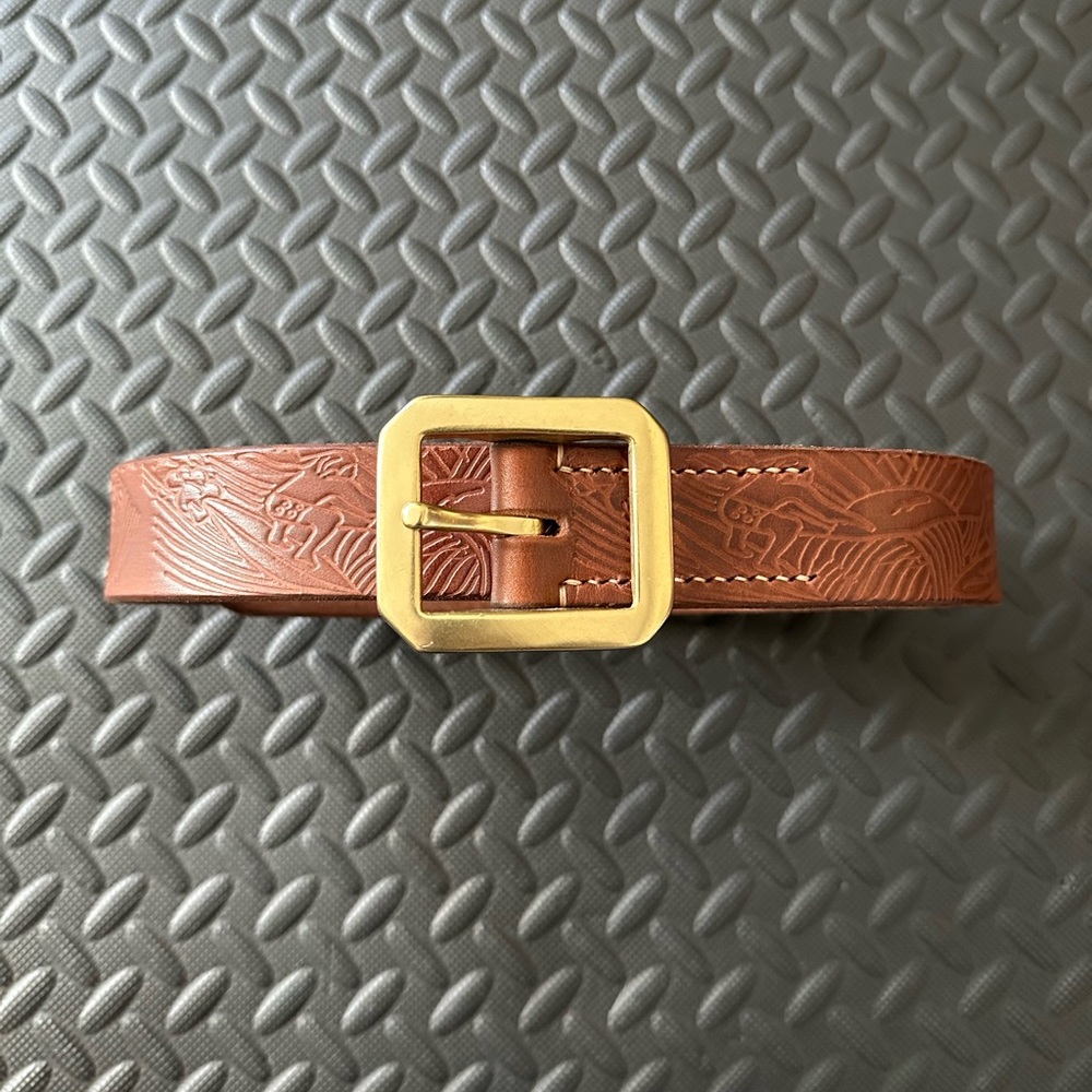 Sold this and I ❤️ it! Mens Leather Belt Ewing Dry Goods Surfs Up